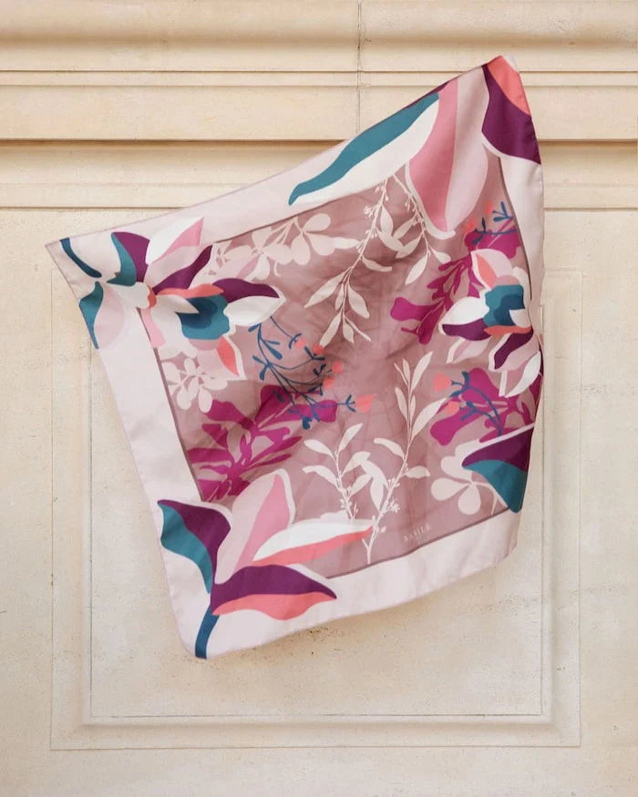 Le Foulard Gloriette - Camel / Framboise